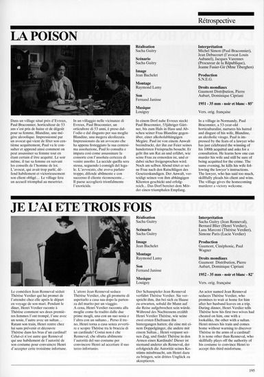 program note page 15 of 20 titled Rétrospective Sacha Guitry, source: Locarno International Film Festival