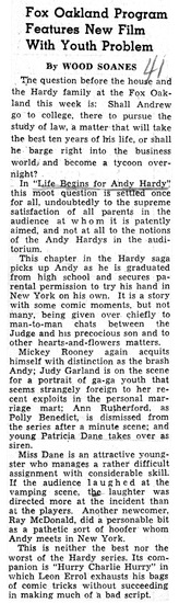 review titled Fox Oakland program features new film with youth problem, source: Oakland Tribune