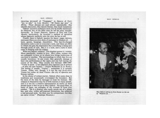 monograph page 5 of 24 titled Max Ophuls: an index, source: British Film Institute