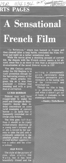 review titled A sensational French film, source: San Francisco Examiner