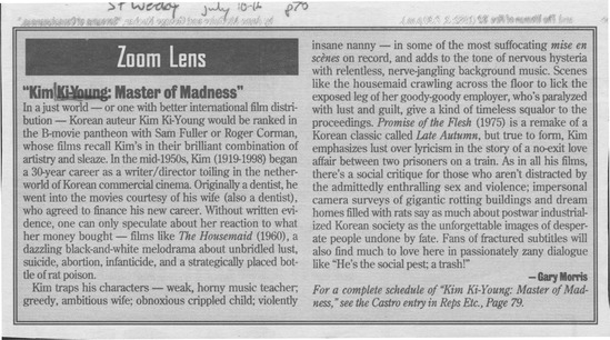 article titled 'Kim Ki-Young: master of madness', source: SF Weekly