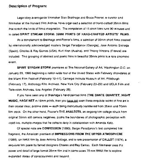 program note page 4 of 16 titled Spirit stream storm, source: Harvard Film Archive