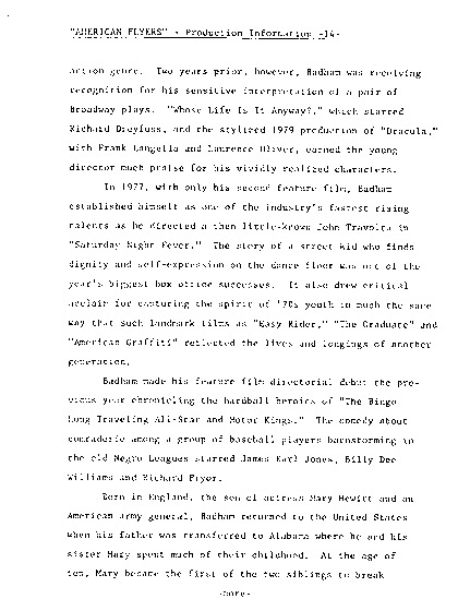 press kit page 15 of 21 titled American flyers, source: Warner Bros.