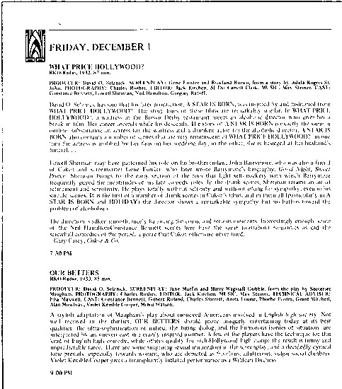 program page 5 of 12 titled The films of George Cukor, source: Pacific Film Archive