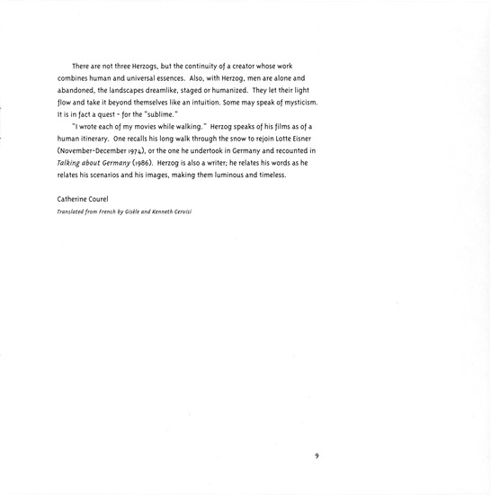 booklet page 10 of 33 titled The great ecstasies of the filmmaker Werner Herzog : a retrospektive 1967-1995, source: Goethe-Institut