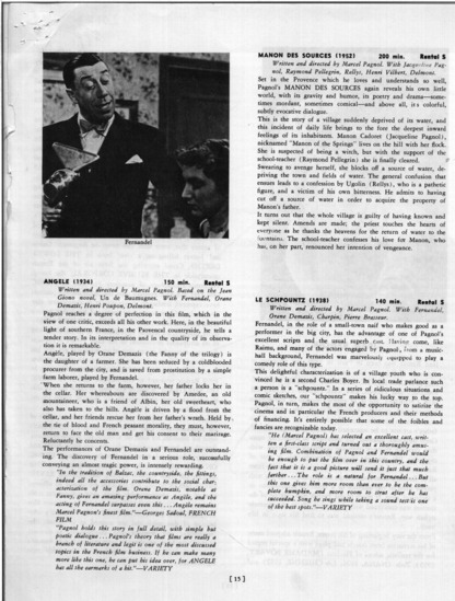 distributor materials page 5 of 5 titled Marcel Pagnol