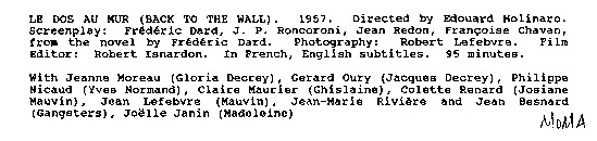 program note titled Le dos au mur (Back to the wall), source: Museum of Modern Art (New York, N.Y.)