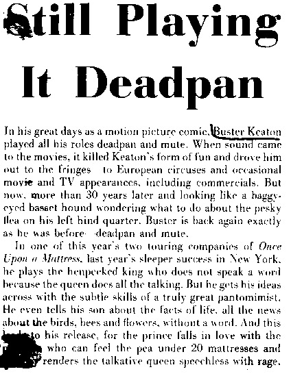 article titled Still playing it deadpan