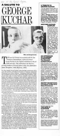 program note titled A salute to George Kuchar, source: San Francisco International Film Festival