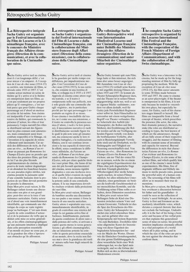 program note page 2 of 20 titled Rétrospective Sacha Guitry, source: Locarno International Film Festival