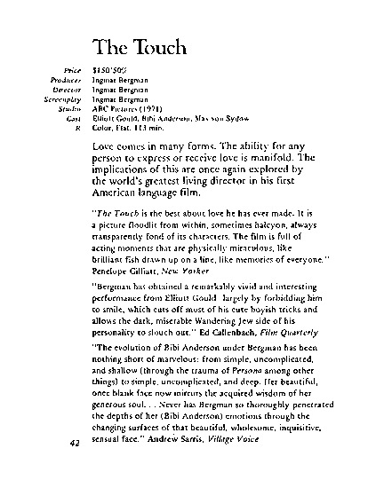 distributor materials titled The touch