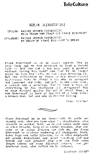 press kit page 17 of 22 titled Berlin Alexanderplatz, source: TeleCulture, Inc.