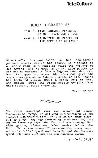 press kit page 7 of 22 titled Berlin Alexanderplatz, source: TeleCulture, Inc.