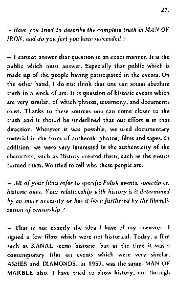 booklet page 29 of 31 titled L'homme de fer - Wajda