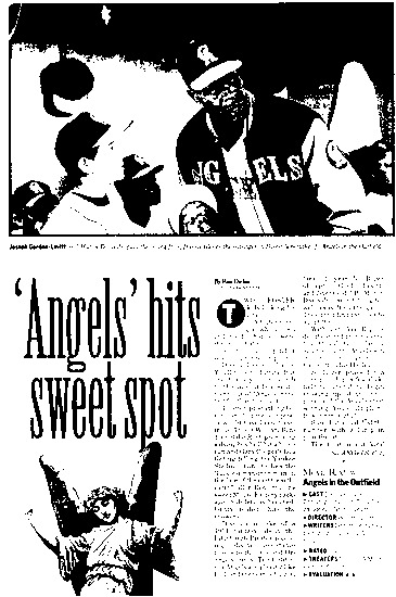 review page 1 of 2 titled Angels hits sweet spot, source: San Francisco Examiner