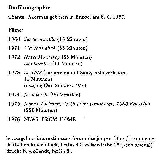 program note page 2 of 2 titled News from home, source: Internationale Filmfestspiele Berlin