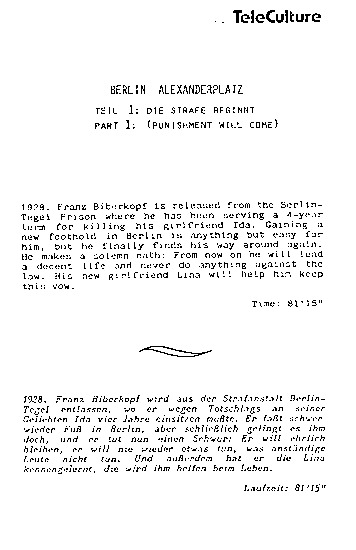press kit page 4 of 22 titled Berlin Alexanderplatz, source: TeleCulture, Inc.