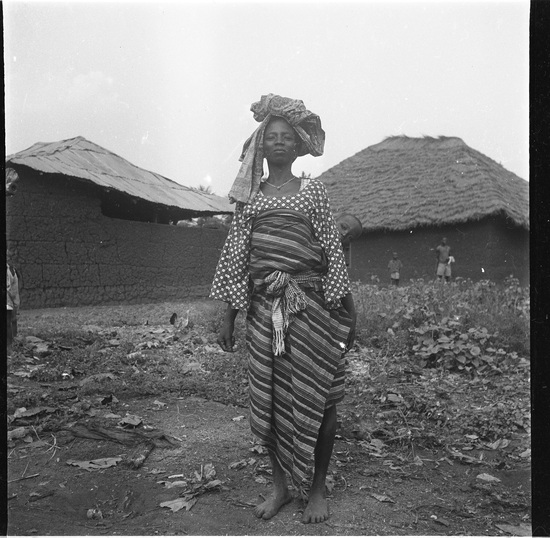 Hearst Museum object titled Black-and-white negative, accession number 15-30930, described as Black and white negative, 2.25" Nigeria, Meko, Duga's daughter (a weaver), 1951