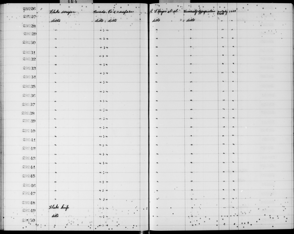 Documentation associated with Hearst Museum object titled Flake scraper, accession number 2-28245, described as Flake scraper