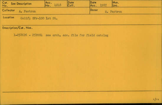 Documentation associated with Hearst Museum object titled Ceramic pipe stem, accession number 1-258918, described as No description given on catalog card