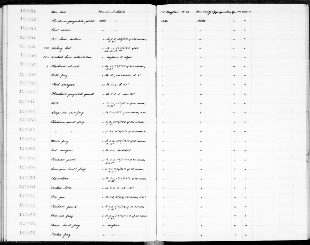 Documentation associated with Hearst Museum object titled Worked bone, accession number 1-127870, described as Worked bone. Notice: Image restricted due to its potentially sensitive nature. Contact Museum to request access.