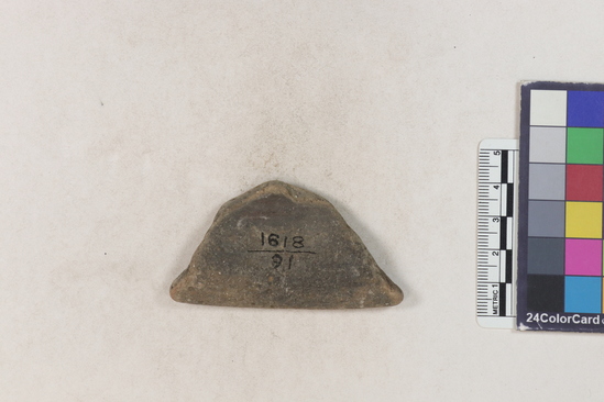 Hearst Museum object 131 of 160 titled Potsherd, accession number 16-8191, described as Potsherd: rims Section of Manta on beach currently inhabited. Numbers  8111 to 8194 are sherds picked up on beach at low tide.