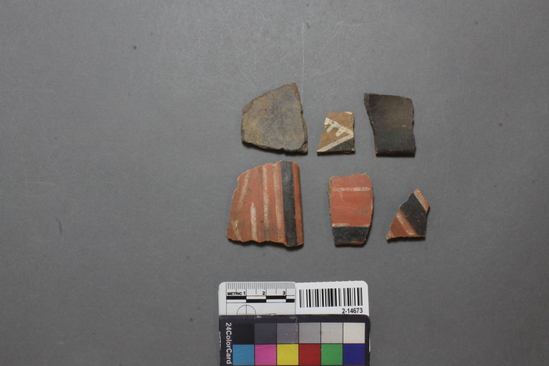 Hearst Museum object titled Potsherds, accession number 2-14673, described as Little 4 Mile Polychrome.