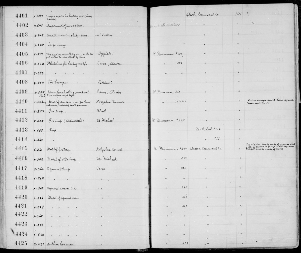 Documentation associated with Hearst Museum object titled Snare, accession number 2-4425, described as Wood hook and tube, sinew line and noose. Neumann #370