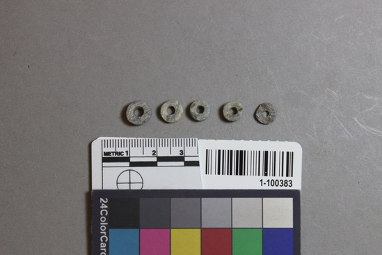 Hearst Museum object titled Beads, accession number 1-100383, described as Steatite, disk.