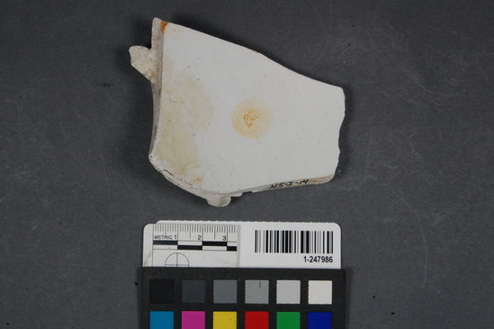 Hearst Museum object titled Ceramic vessel fragment, accession number 1-247986, described as Ceramic bowl; base, fragment(s), refined white earthenware
