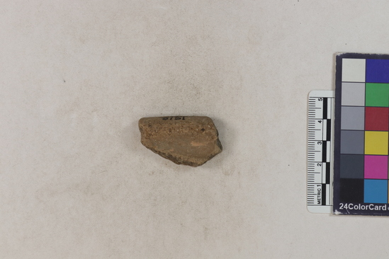 Hearst Museum object 103 of 160 titled Potsherd, accession number 16-8191, described as Potsherd: rims Section of Manta on beach currently inhabited. Numbers  8111 to 8194 are sherds picked up on beach at low tide.