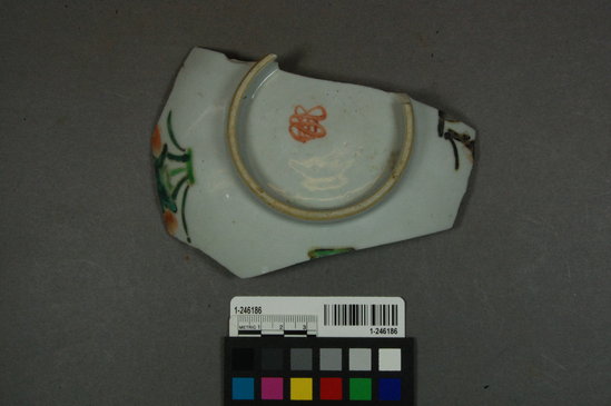 Hearst Museum object titled Bowl base fragment, accession number 1-246186, described as Ceramic bowl; base; body; hand-painted porcelain
