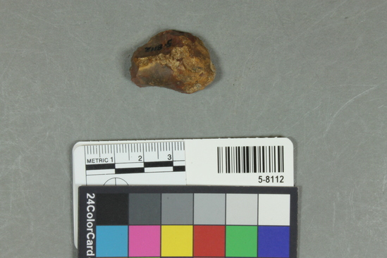 Hearst Museum object titled Chunk, accession number 5-8112, described as chunk; unifacial; high back with cortex; L 3.0cm