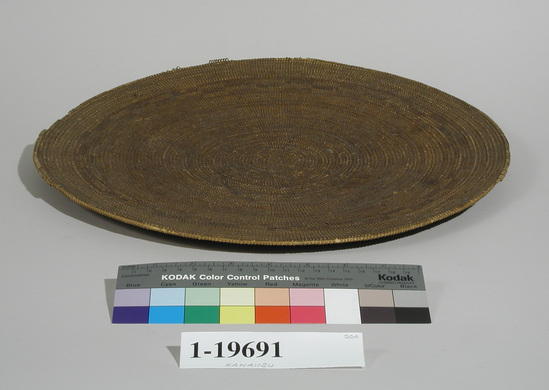 Hearst Museum object titled Tray, accession number 1-19691, described as Flat coiled tray, used as sifter.