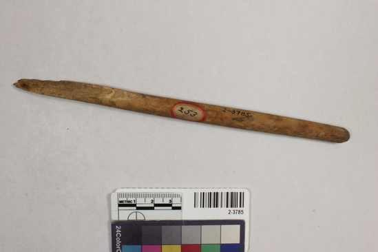 Hearst Museum object titled Stick, accession number 2-3785, described as Prod used in edging rabbit fur robes