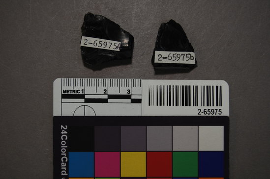 Hearst Museum object titled Stone sample, accession number 2-65975, described as Obsidian sample