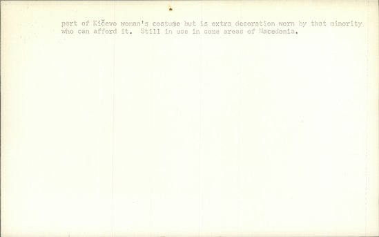 Documentation associated with Hearst Museum object titled Belt, accession number 7-5159, described as Woman's beaded belt (kolan - "belt"); central panel of black beads with multicolored design elements; multicolored edging; commercial cloth backing; 97 cm long