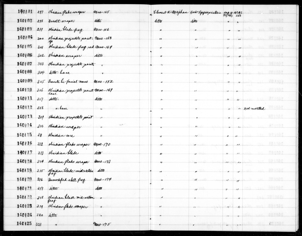 Documentation associated with Hearst Museum object titled Shell fragment, accession number 1-140121, described as Unmodified.