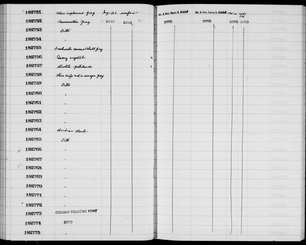 Documentation associated with Hearst Museum object titled Shell fragment, accession number 1-182755, described as Freshwater mussel.