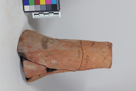 Hearst Museum object titled Incomplete jar, accession number 6-18312, described as pottery: pinkish jar, broken, upper part missing