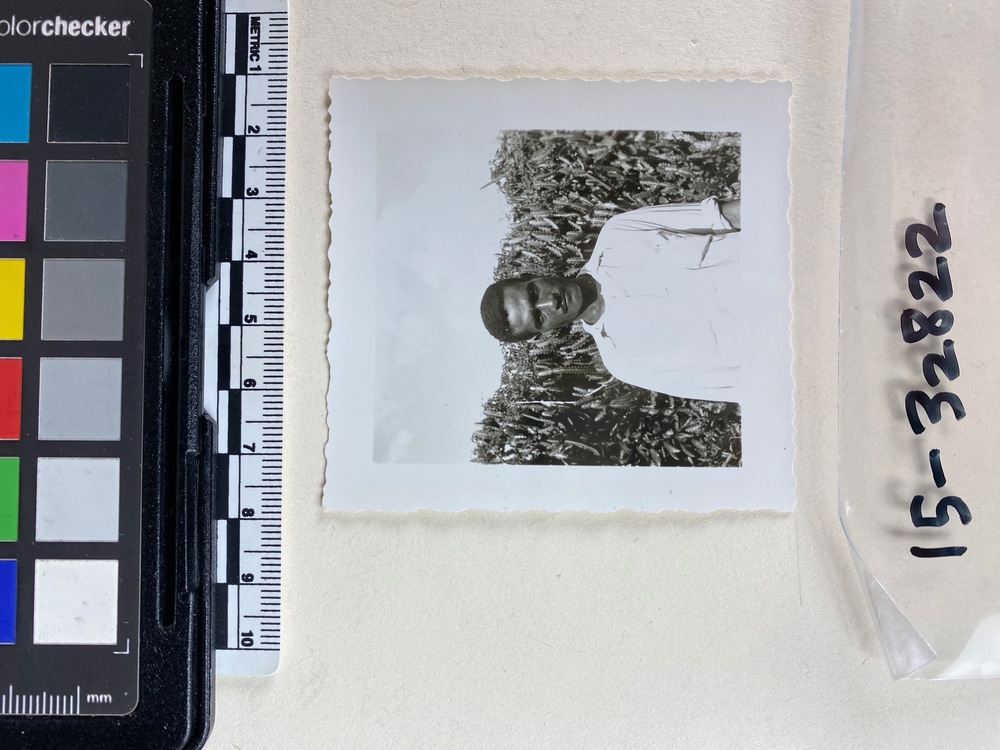 Hearst Museum object titled Black and white negative and print, accession number 15-32822, described as black and white negative with snapshot print “Cuba 1950 Informants Plantation”