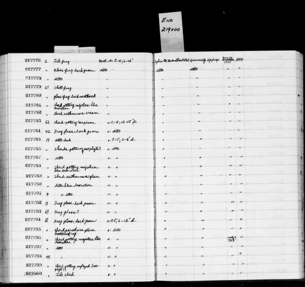 Documentation associated with Hearst Museum object titled Shell fragment, accession number 1-217779, described as Shell fragment