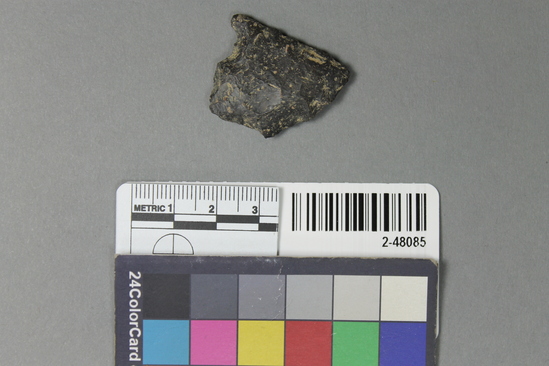 Hearst Museum object titled Point fragment, accession number 2-48085, described as One of 105 items identified on catalog card as: projectile point and blade fragments, predominantly chert or flint.