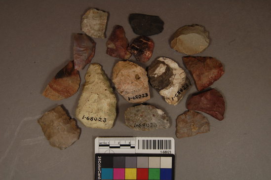 Hearst Museum object titled Scrapers, accession number 1-68023, described as Crescent shaped chert scrapers