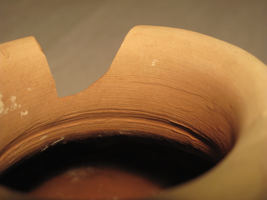 Hearst Museum object 29 of 85 titled Broken jar, accession number 6-5740, described as Pottery: smooth pinkish globose jar, rim broken