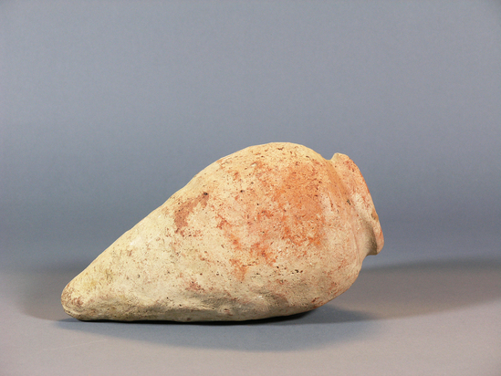 Hearst Museum object 1 of 6 titled Beer cup, accession number 6-16608, described as Pottery: Brown jar; rough pointed bottom, largest diameter: 8.5, greatest depth: 17, height: 32 cm