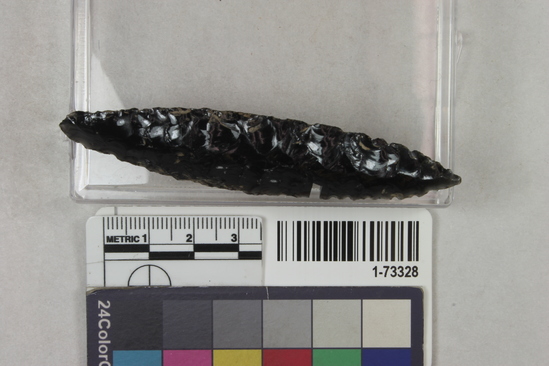 Hearst Museum object titled Point, accession number 1-73328, described as Obsidian point.