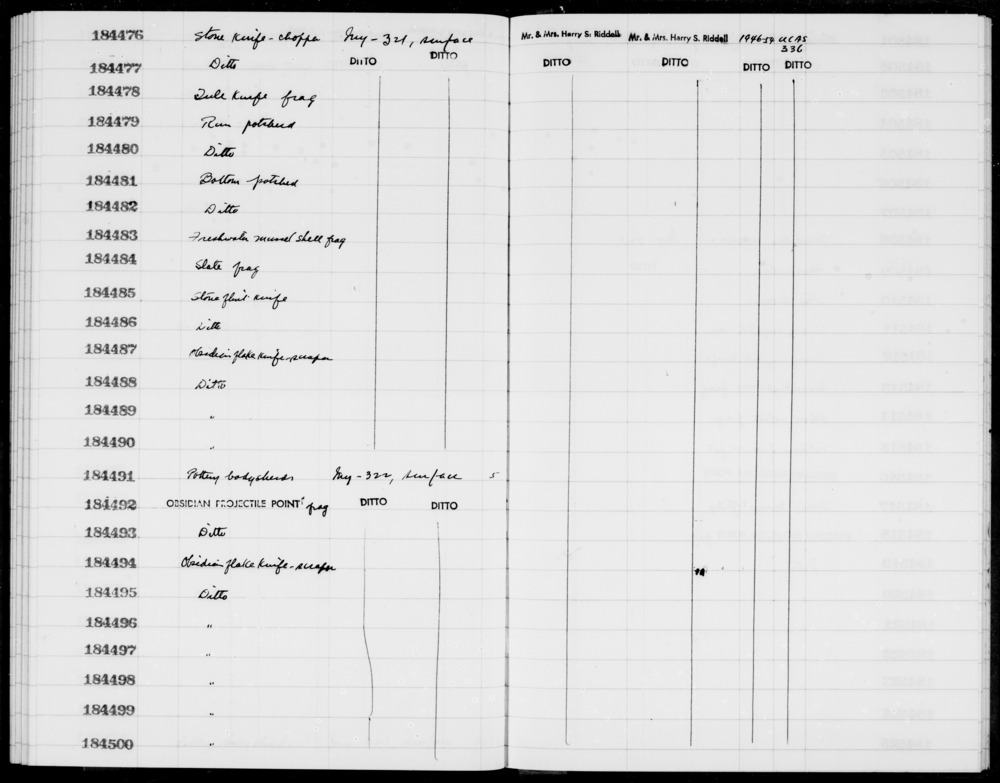 Documentation associated with Hearst Museum object titled Shell fragment, accession number 1-184483, described as Freshwater mussel shell.