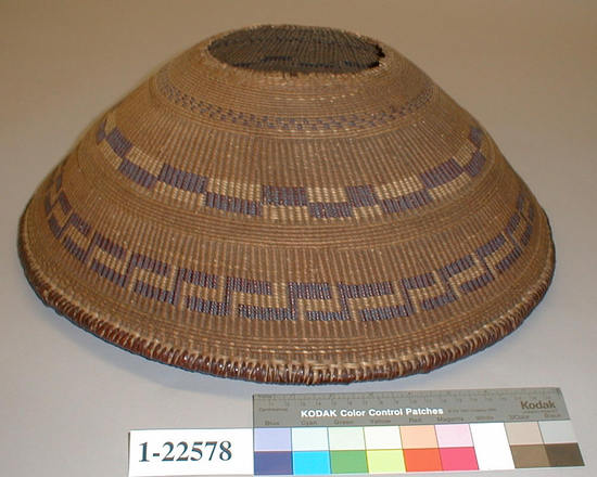 Hearst Museum object titled Hopper, accession number 1-22578, described as Twined basketry hopper.