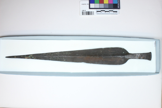 Hearst Museum object 2 of 3 titled Spear blade, accession number 6-1821, described as Copper (?) spear blade